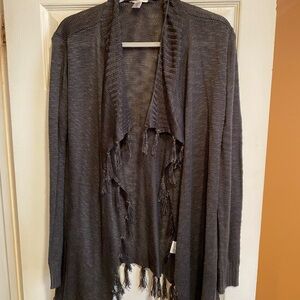 Gray Women's Sweater with Fringe